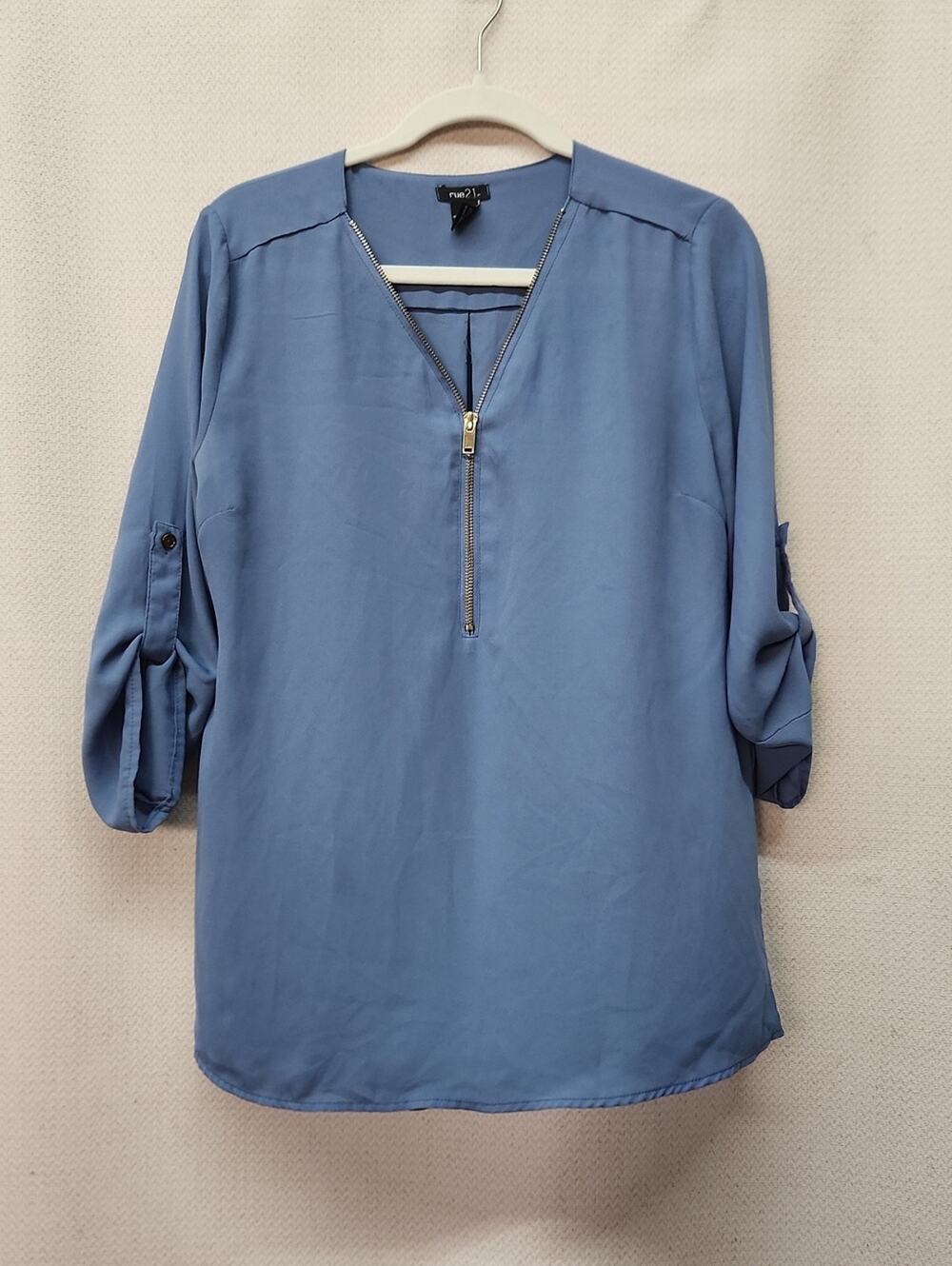 Rue21 Slate Blue Zip-Front Women's Blouse
